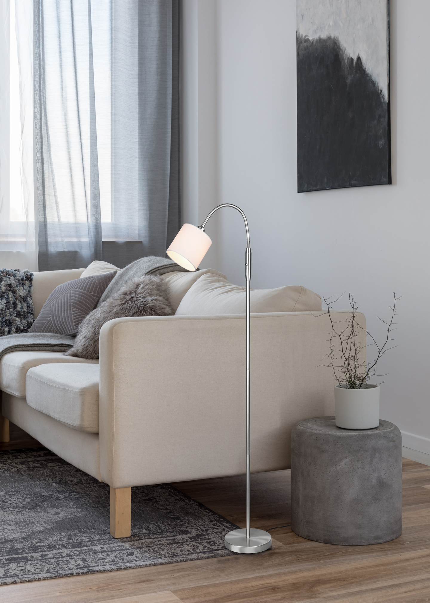 Lattiavalaisin TRIO Tommy E14 1-osainen harjattu teräs/valkoinen