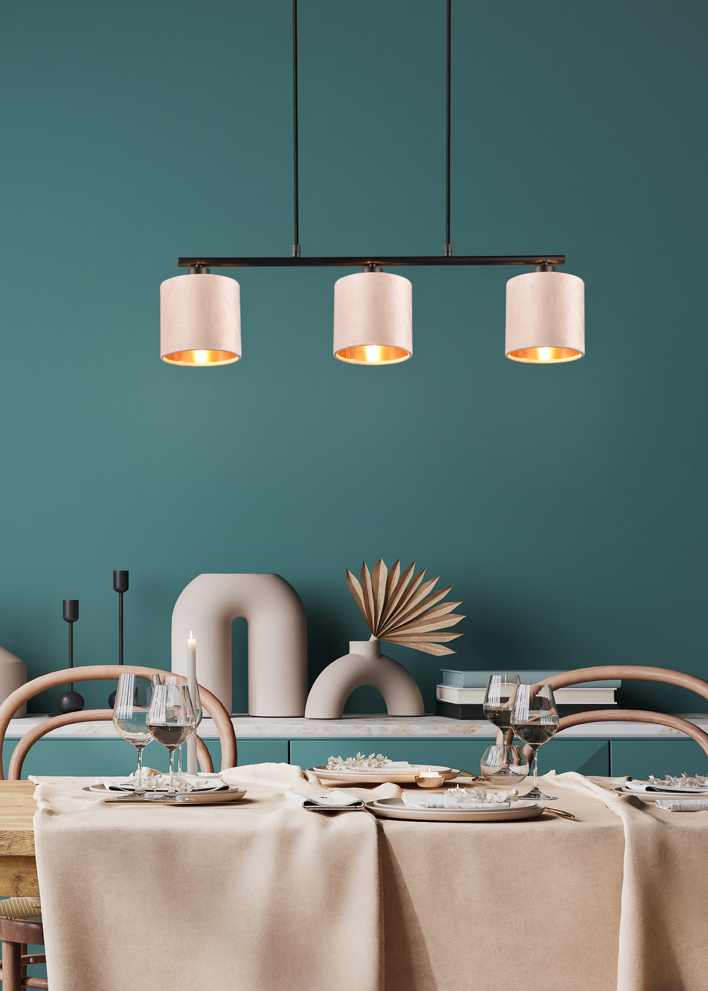 Riippuvalaisin TRIO Julieta 3-osainen 3xE14 40W beige/musta