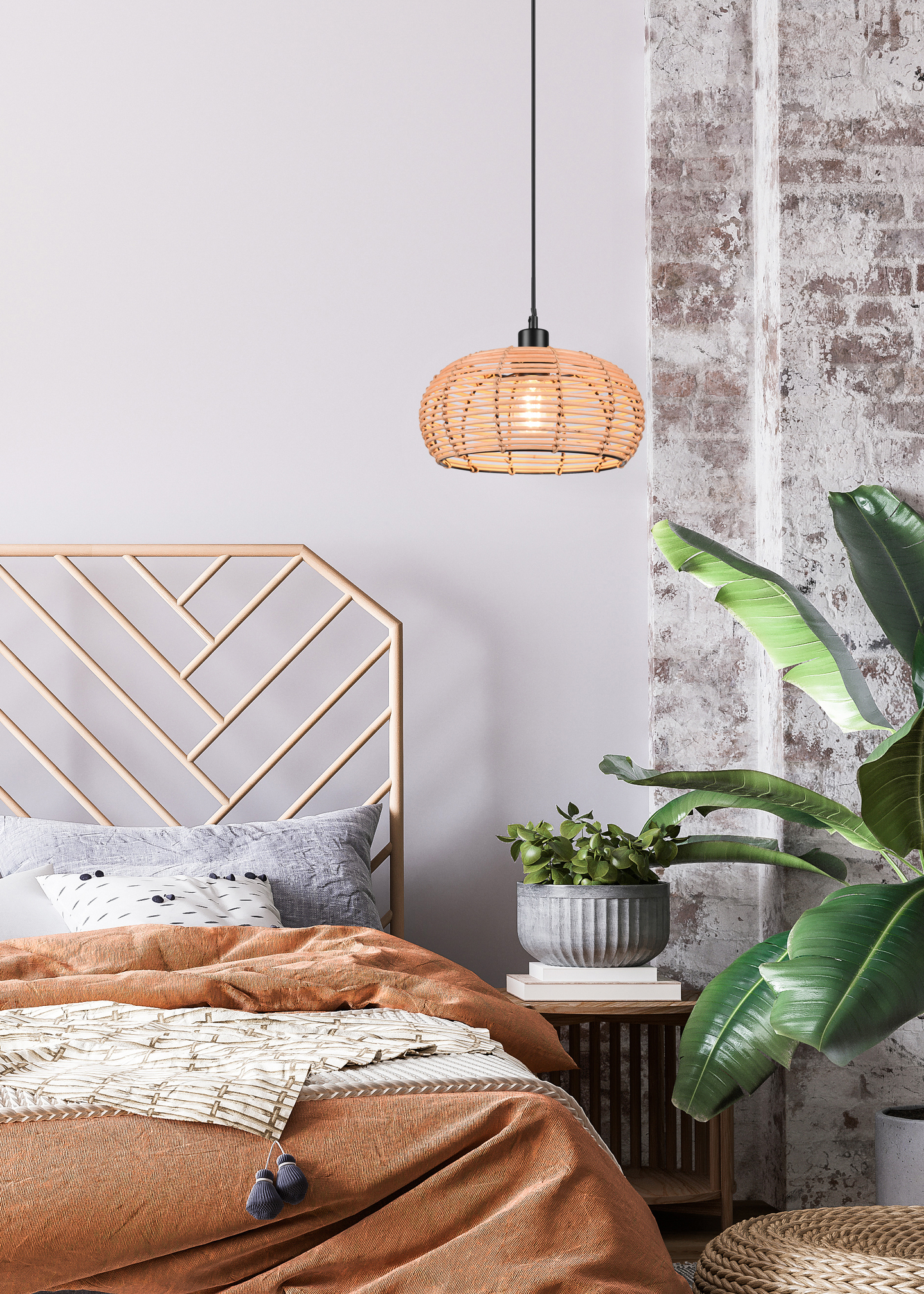 Riippuvalaisin TRIO Inga E27 30cm rottinki