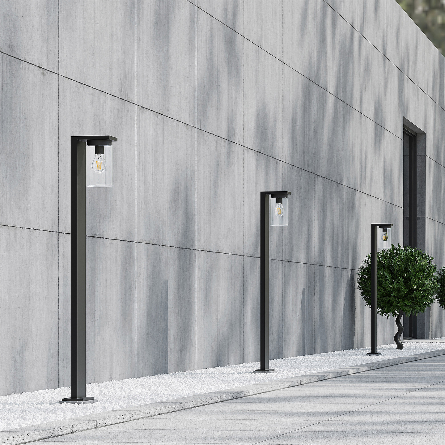 Ulkopylväsvalaisin TRIO Ardila E27 100cm musta hämärätunnistin