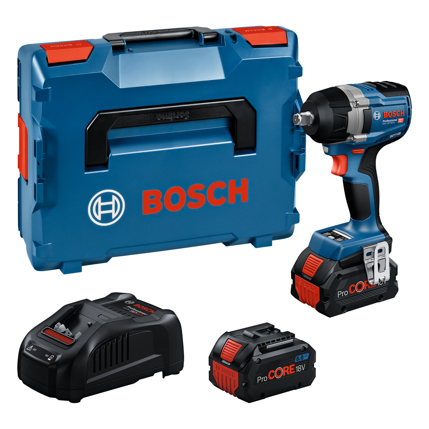 Akkuiskumutterinväännin Bosch GDS 18V-750 C 2x8,0Ah ProCore GCY 42 L-Boxx