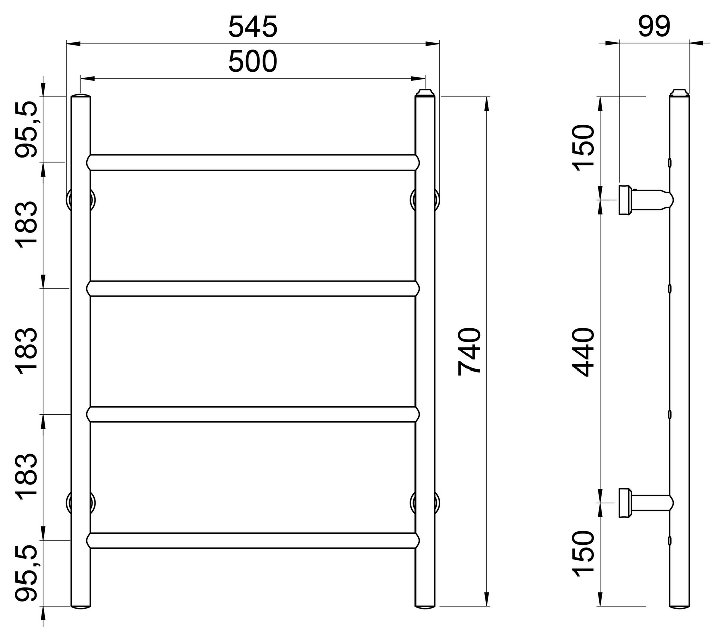 Pyyhekuivain REJ Design Tango sähkö E 50744 vy/oa musta