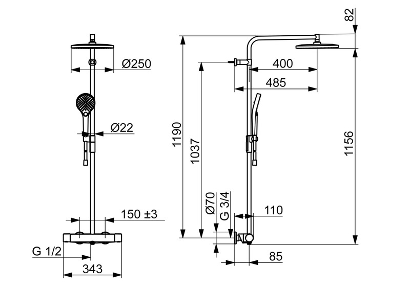 Suihkujärjestelmä Oras 7192N-81 Optima Style pronssi