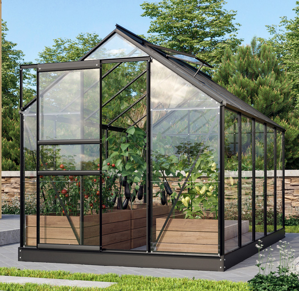 Kasvihuone Vitavia Venus 6200 lasi musta, sokkelilla