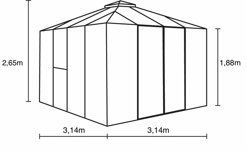 Kasvihuone Vitavia Fortuna 10000 mustalla alumiinirungolla