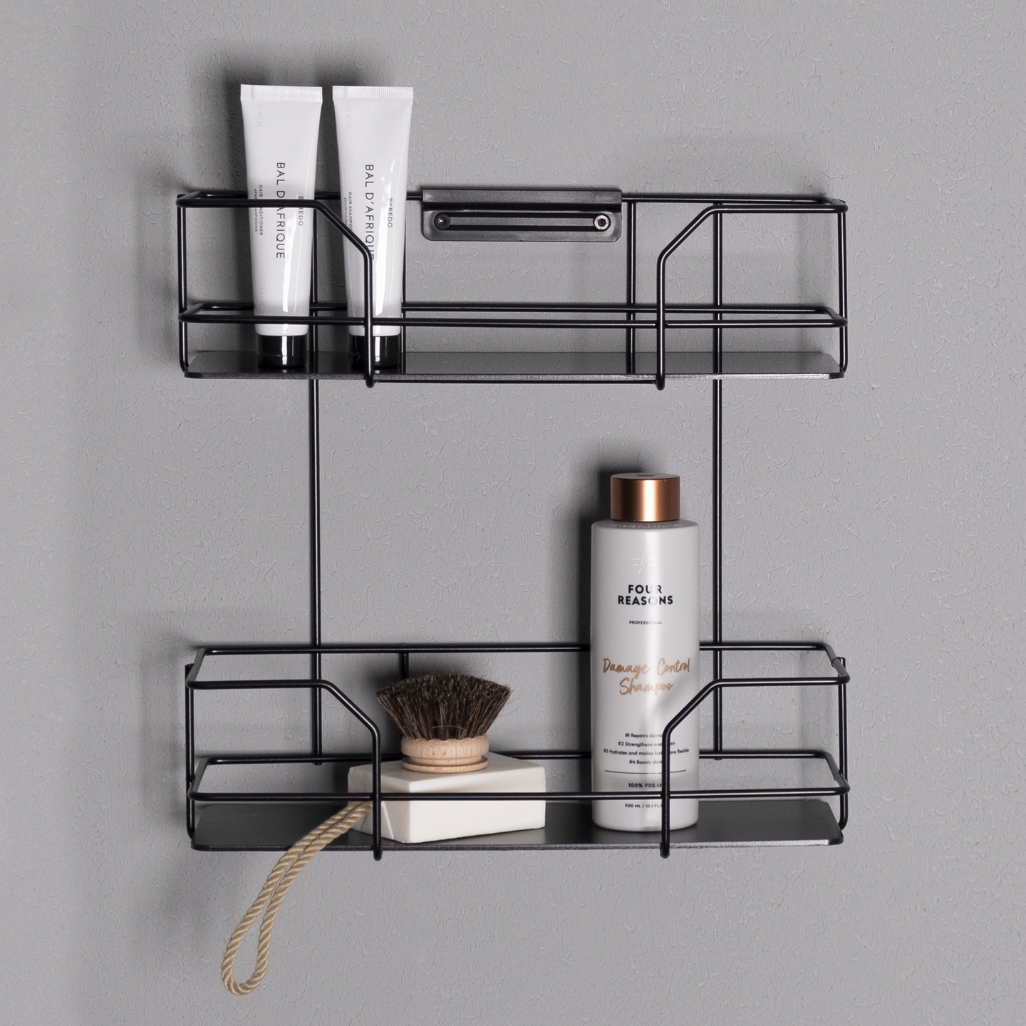 Kylpyhuonehylly LM 592 2-taso epoksi musta