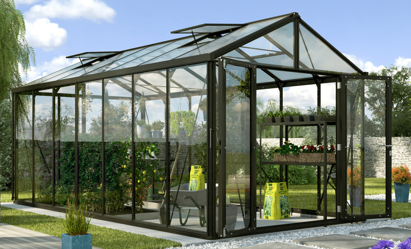 Kasvihuone Vitavia Poseidon 13800 karkaistu lasi kennolevy