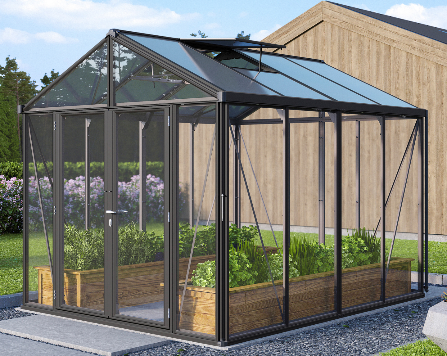 Kasvihuone Vitavia Poseidon 8100 karkaistu lasi + kennolevy