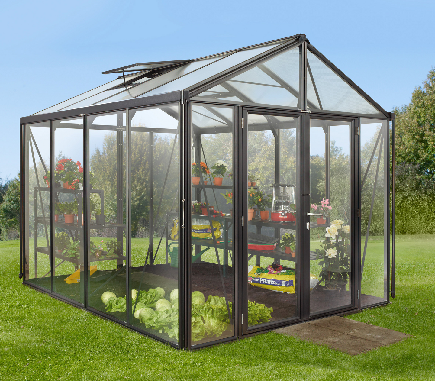 Kasvihuone Vitavia Poseidon 8100 karkaistu lasi + kennolevy