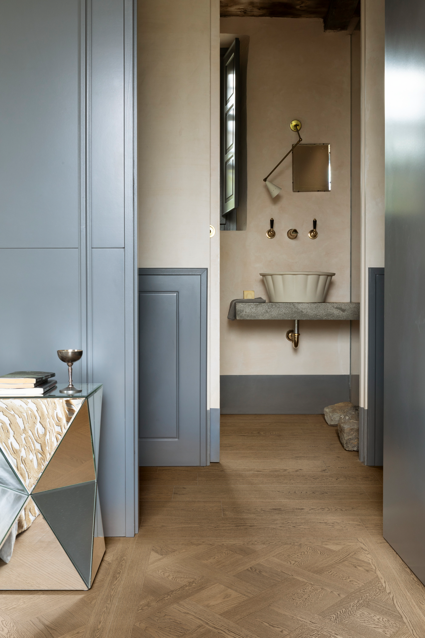 Lattialaatta Intrecci Castagna 120x120 RT matta 2,88m²