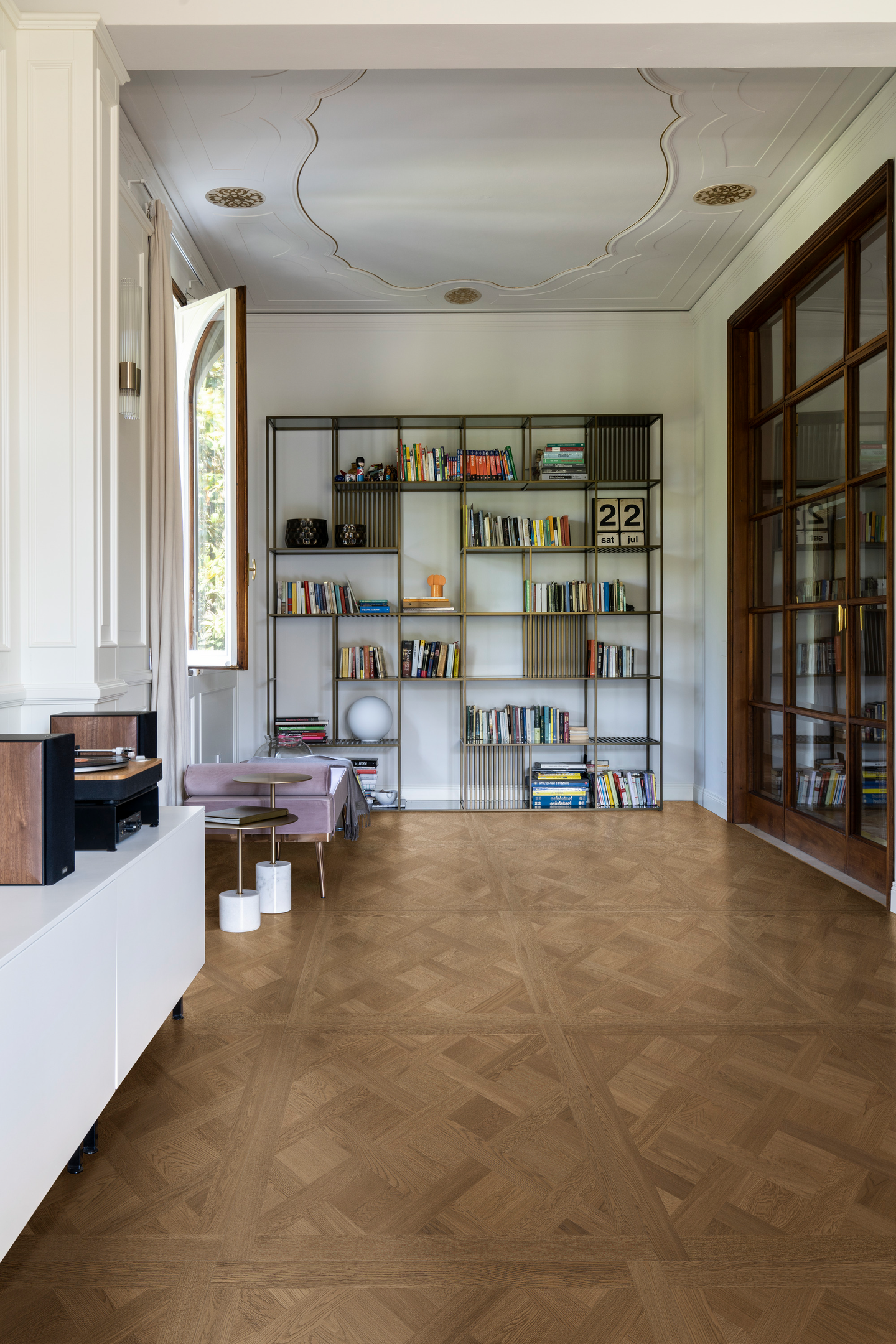 Lattialaatta Intrecci Castagna 120x120 RT matta 2,88m²