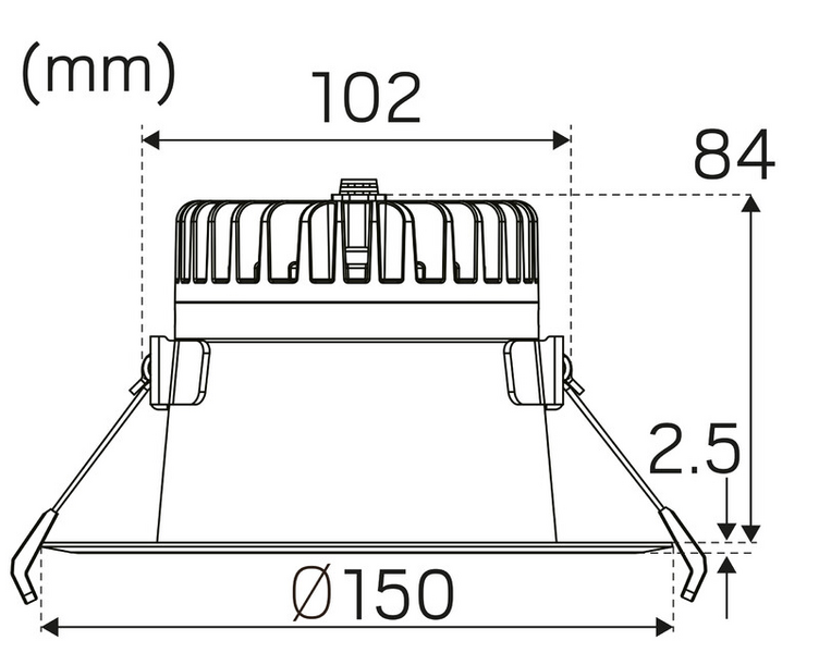 Alasvalo Echo 150 IP44 1150lm 3/4/5,7K himmennettävä valkoinen