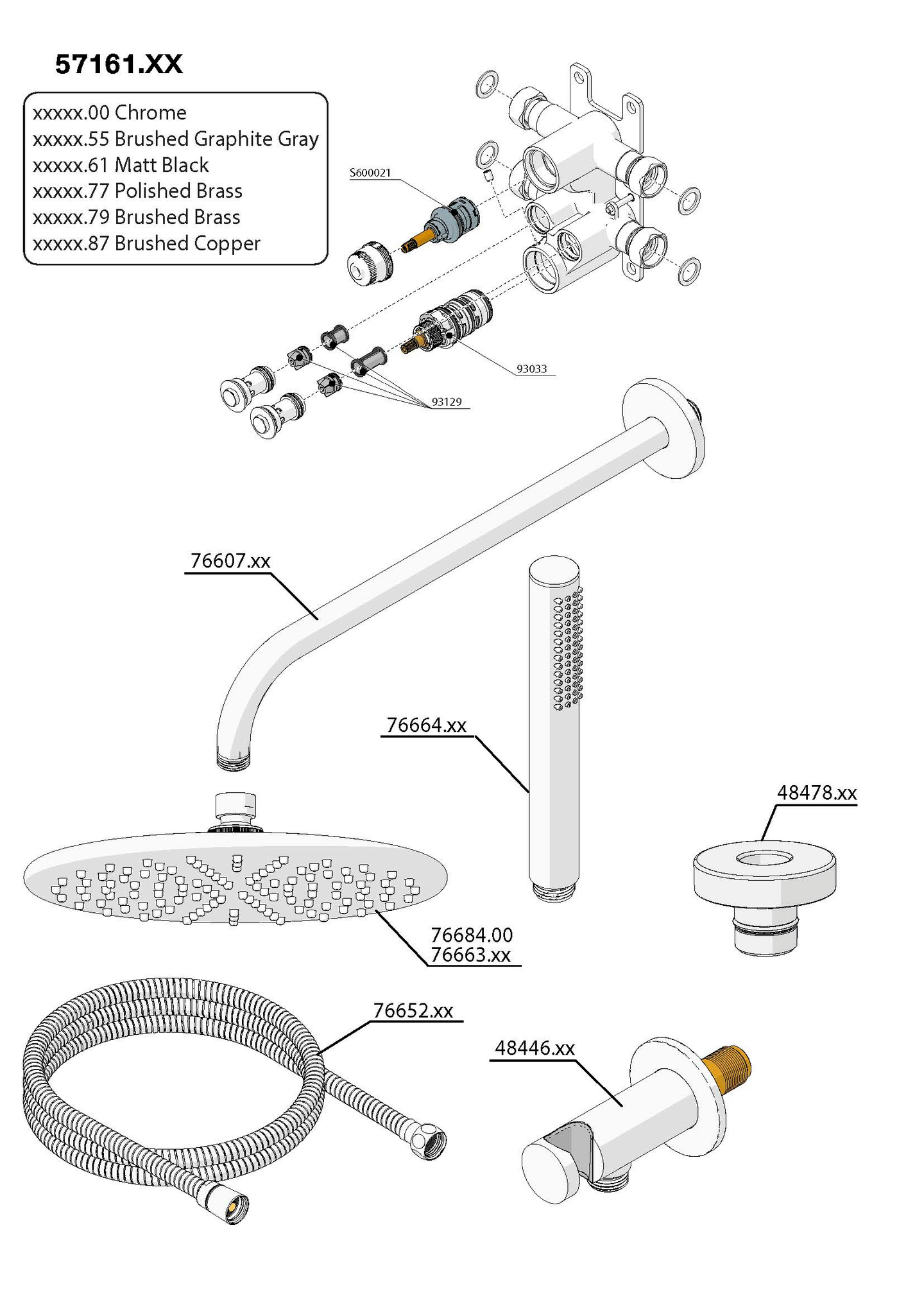 Suihkujärjestelmä Damixa Silhouet 57161.4600 piilo teräs