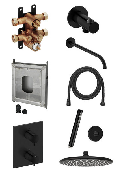 Suihkujärjestelmä Damixa Silhouet 57161.6100 piilo musta