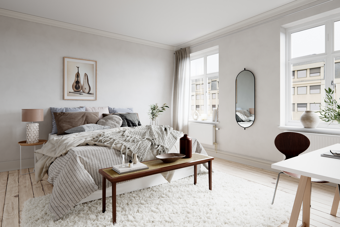 Pöytävalaisin By Rydéns Fiore beige