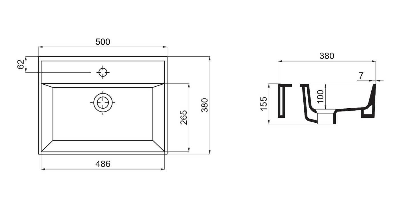 Malja-allas Tammiholma Amadora 500x380x130mm musta