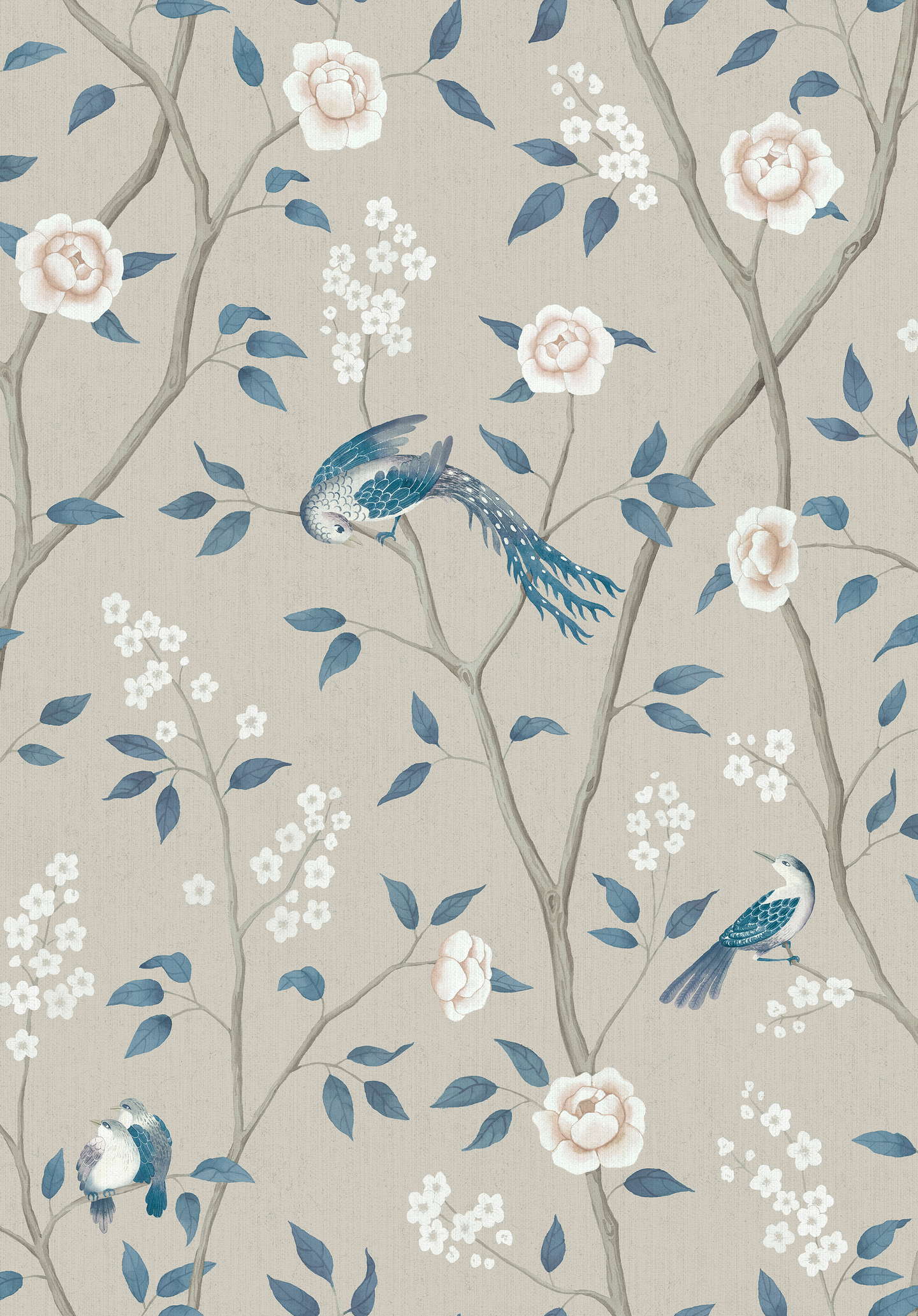 Kuitutapetti Boråstapeter Blue & White 6143 Paradise Birds 10,05m