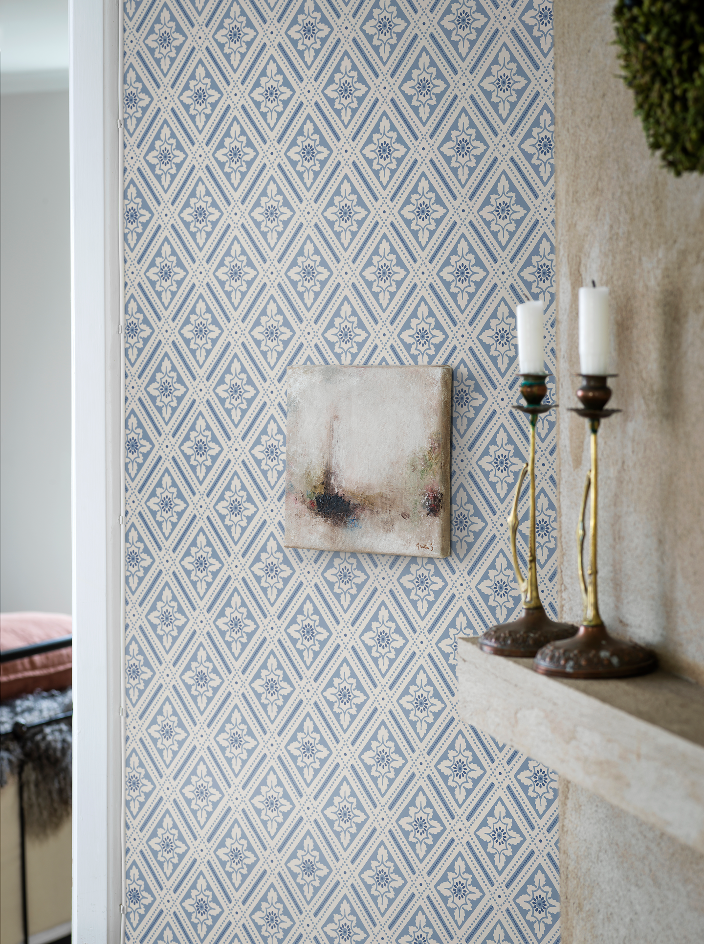 Kuitutapetti Boråstapeter Blue & White 6148 Ester 10,05m