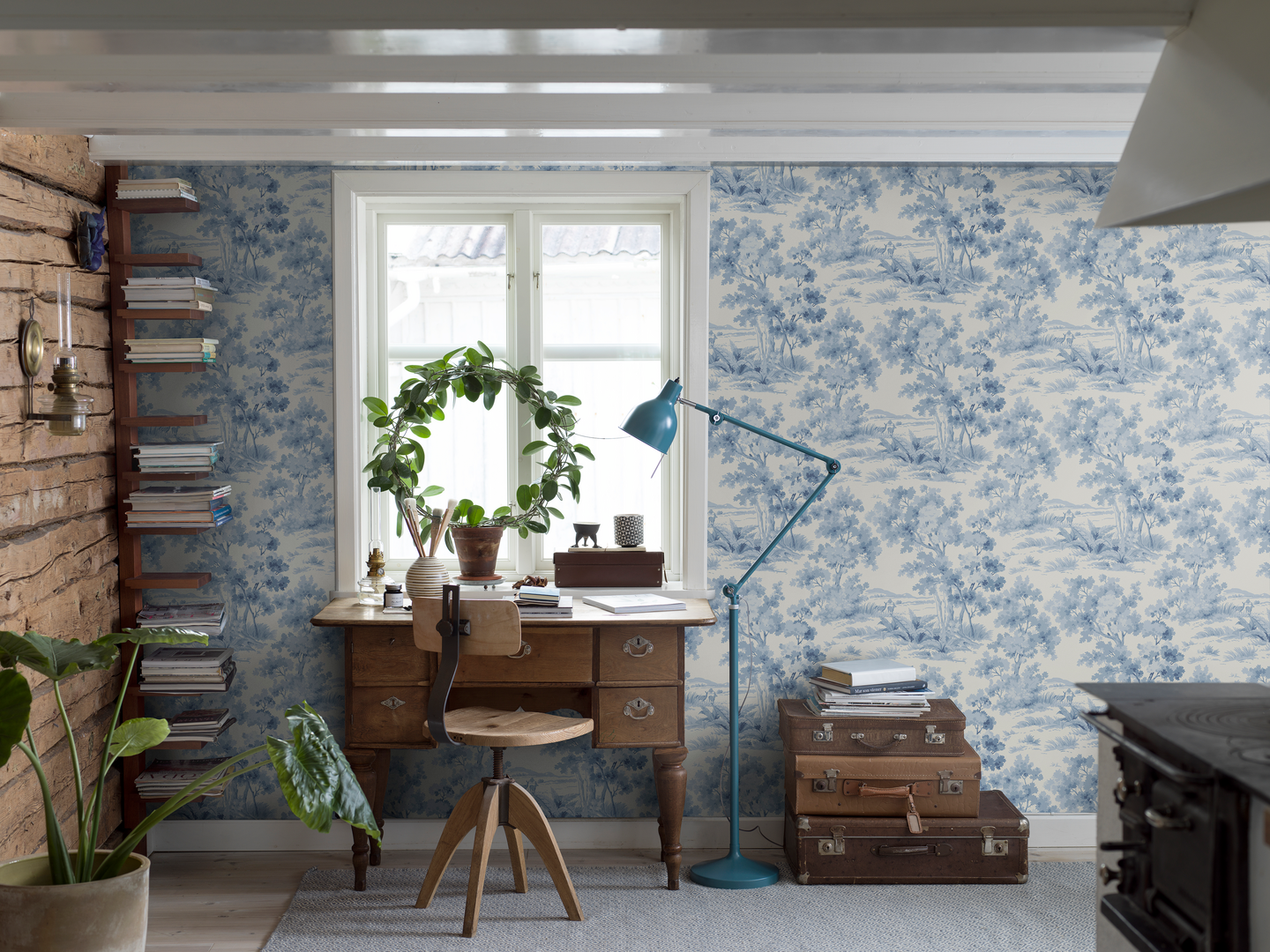 Kuitutapetti Boråstapeter Blue & White 6142 Countryside Morning 10,05m