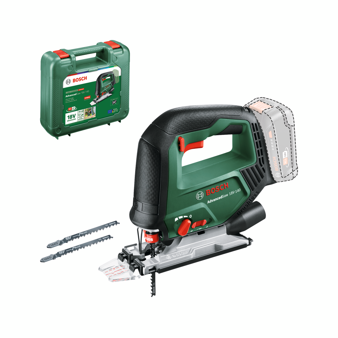 Akkupistosaha Bosch AdvancedSaw 18V-140 Solo + kantolaukku