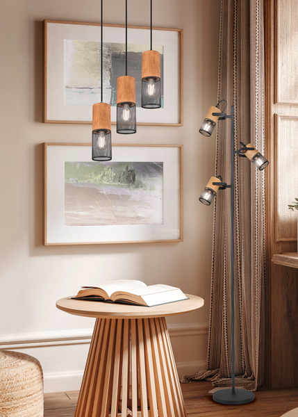 Lattiavalaisin TRIO Tosh 3-osainen E14 mattamusta