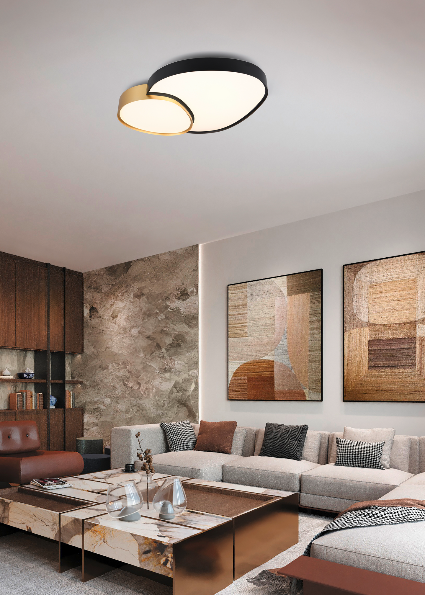 Kattovalaisin TRIO Rise 45W 77 cm musta/kulta