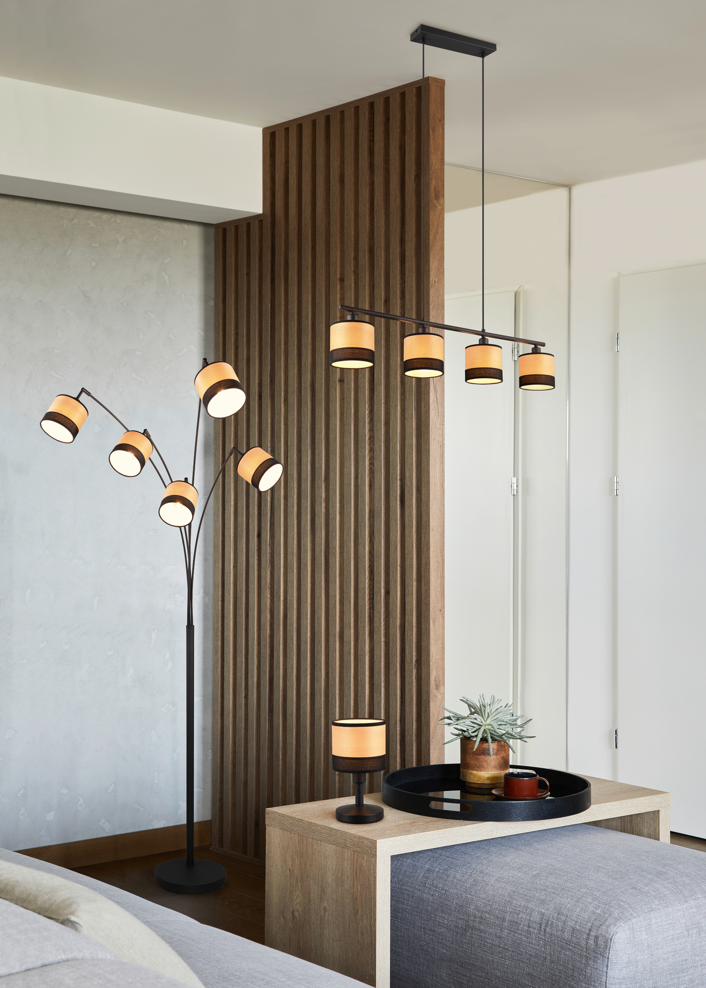 Lattiavalaisin TRIO Bolzano 5-osainen E14 mattamusta