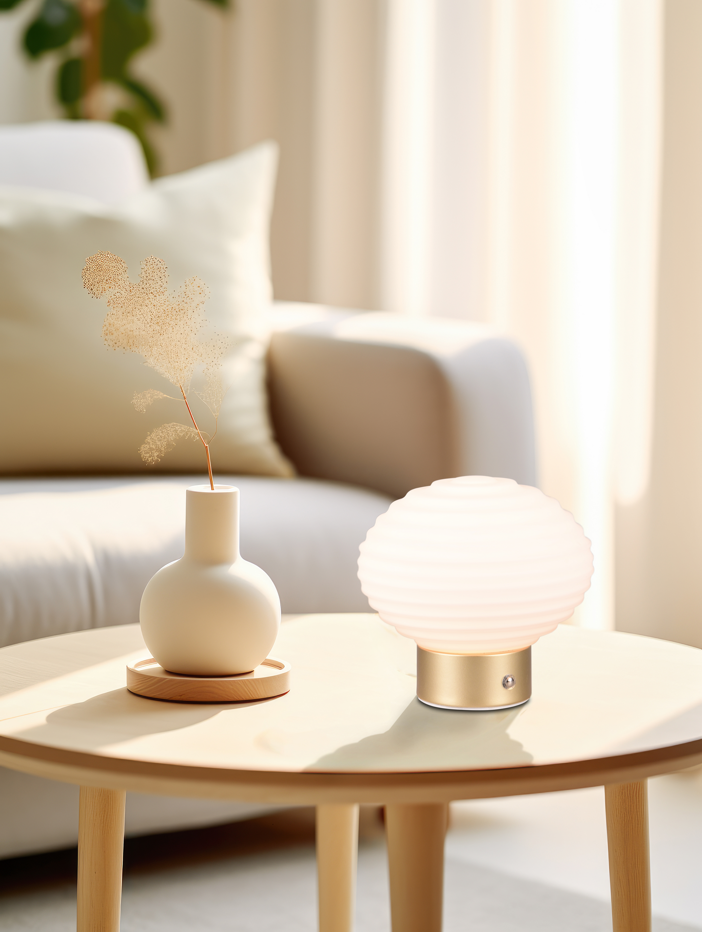 Pöytävalaisin TRIO Earl led 1,5W 100lm mattamessinki/valkoinen ladattava