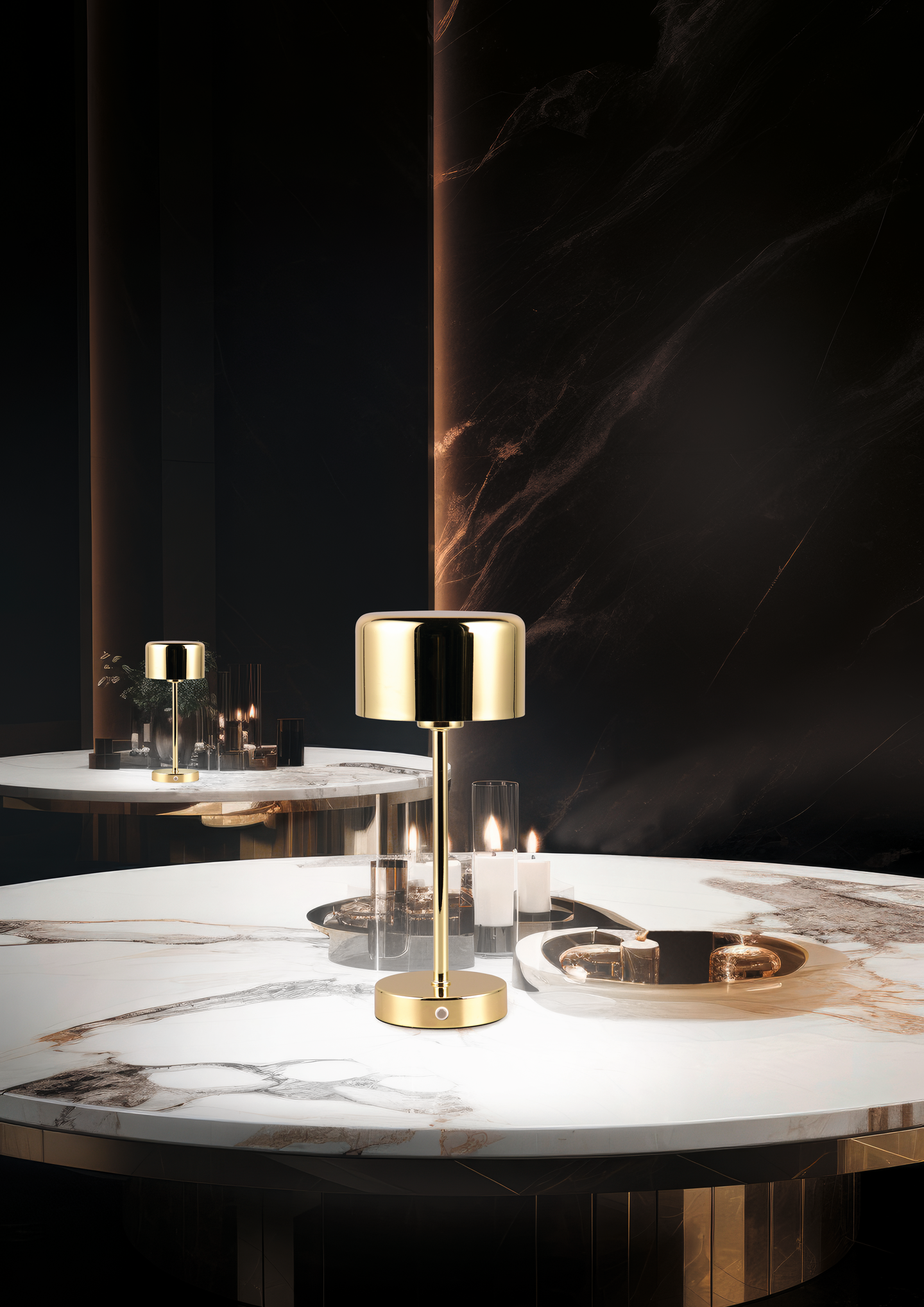 Pöytävalaisin TRIO Jeff led 1,5W 120lm kiillotettu messinki ladattava