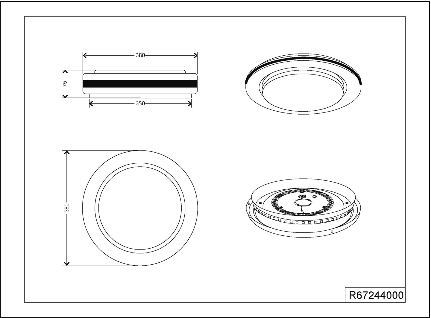 Plafondi TRIO Cartida led 17W 2000lm valkoinen RGB
