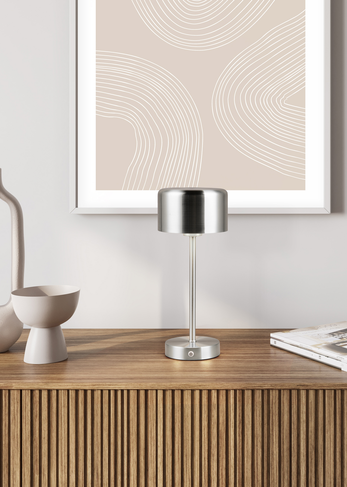 Pöytävalaisin TRIO Jeff led 1,5W 120lm harjattu teräs ladattava