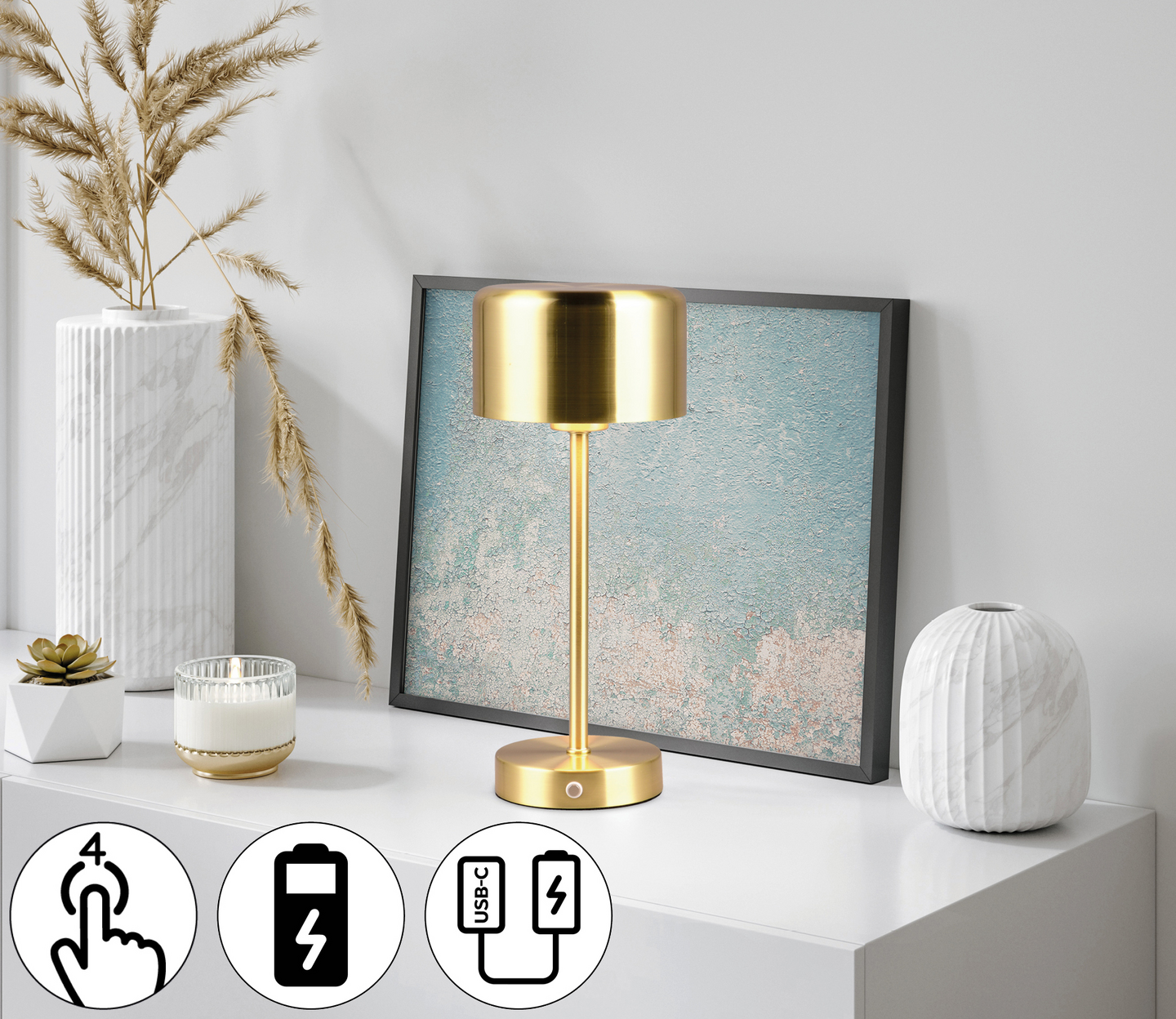 Pöytävalaisin TRIO Jeff led 1,5W 120lm mattamessinki ladattava