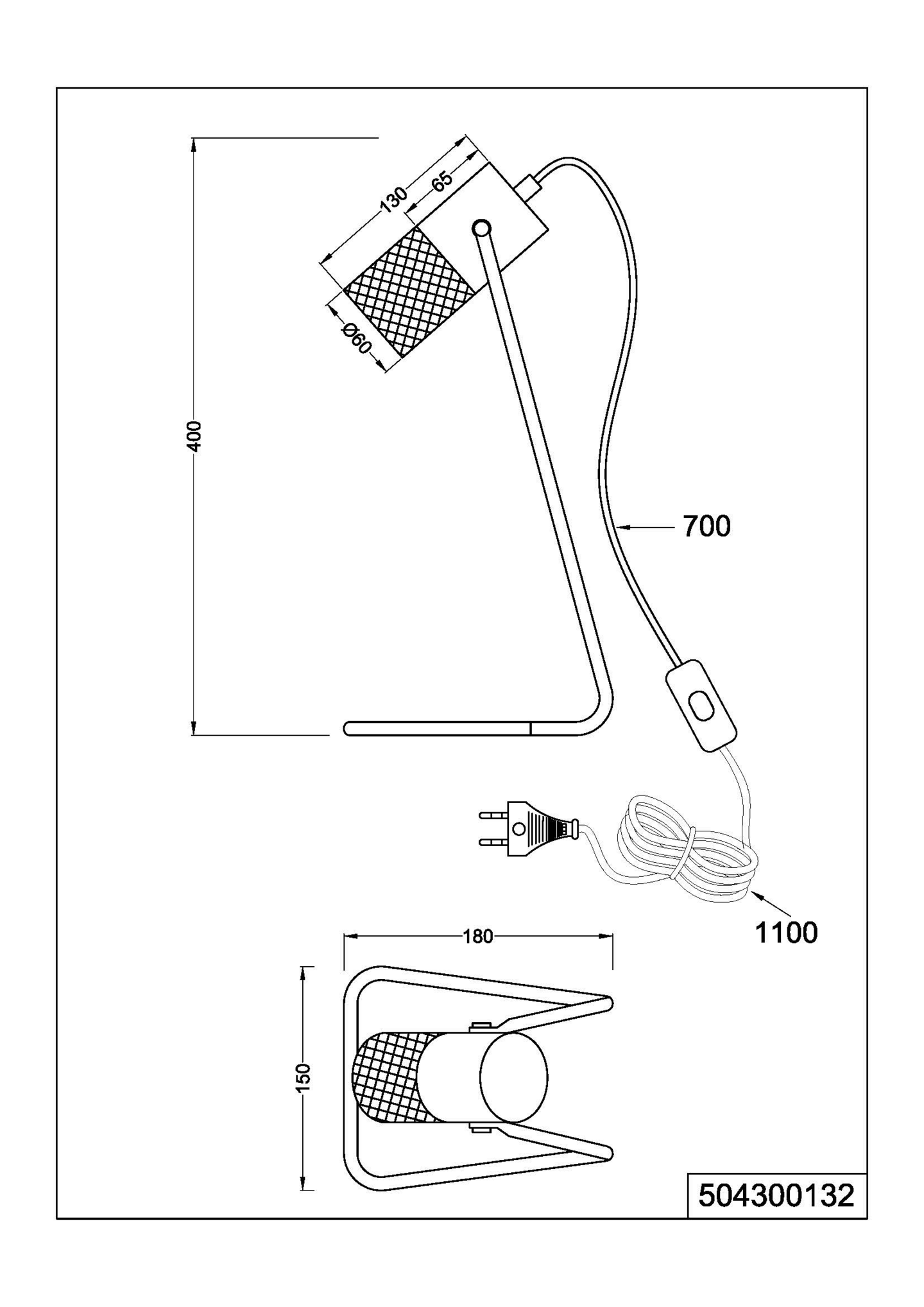 Pöytävalaisin TRIO Tosh E14 mattamusta