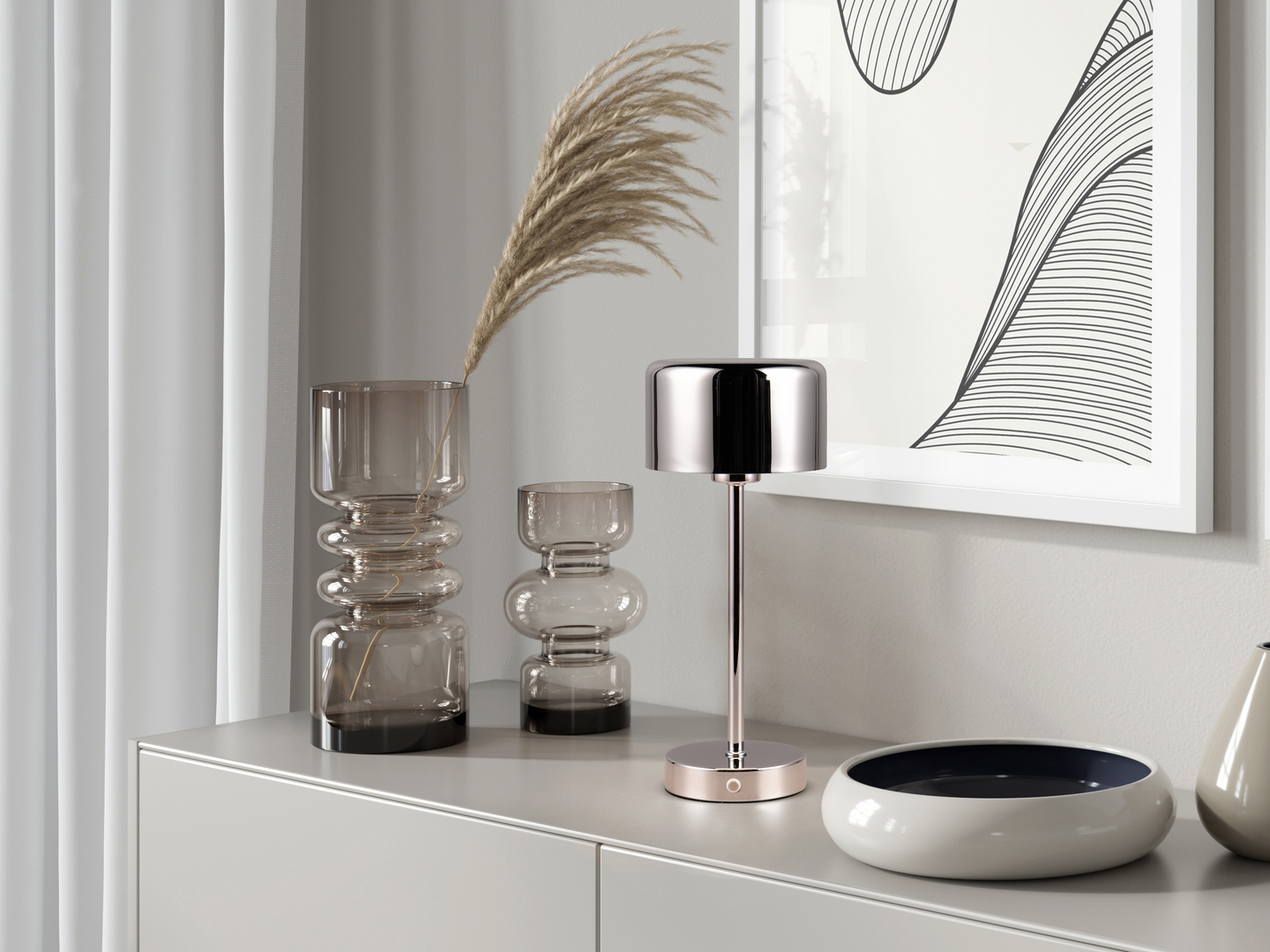 Pöytävalaisin TRIO Jeff led 1,5W 120lm kromi ladattava