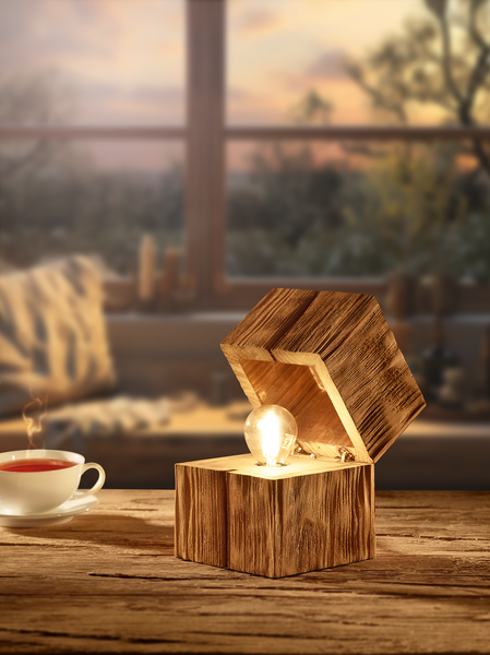 Pöytävalaisin TRIO Treasure sis. E14 puu