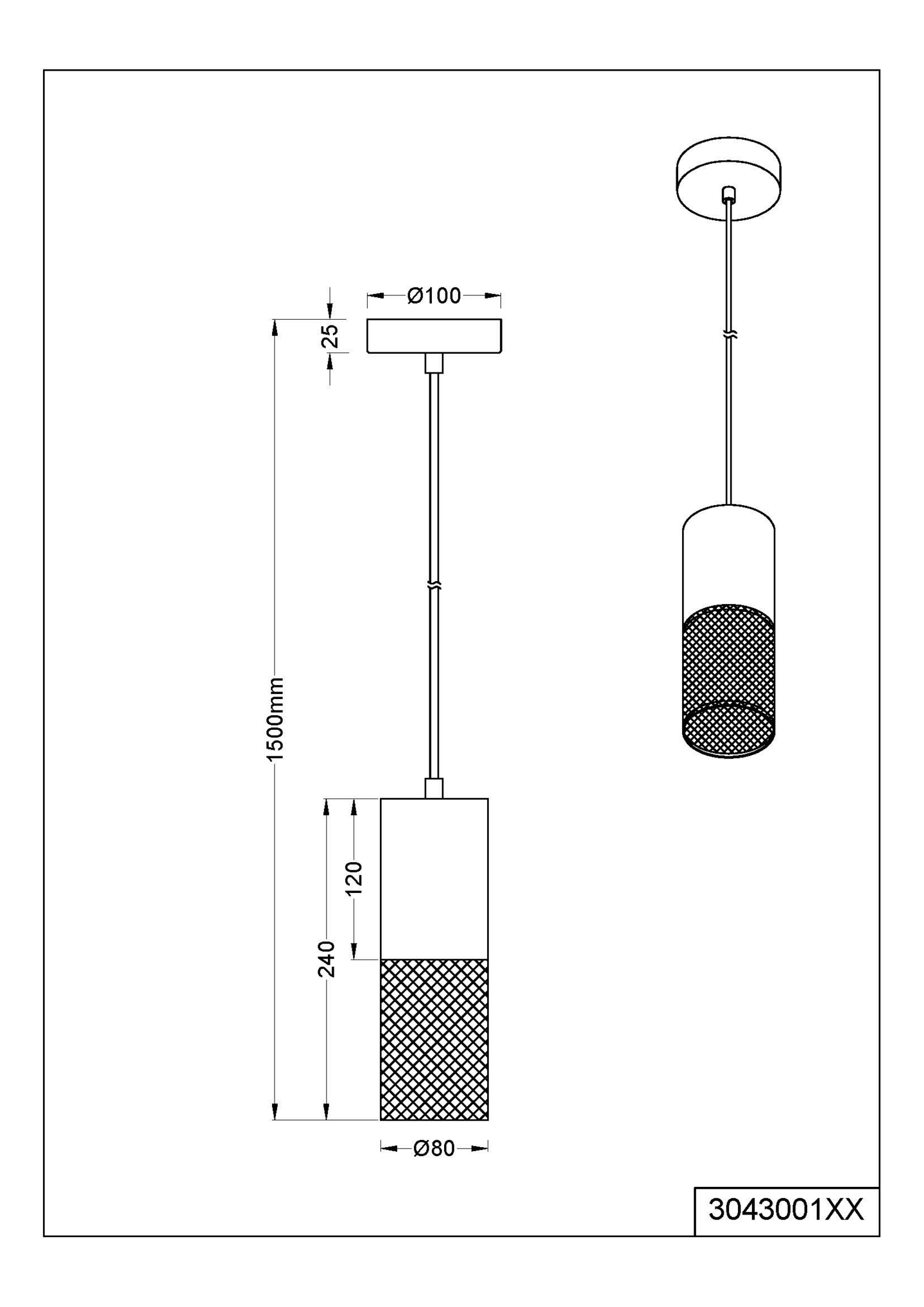 Riippuvalaisin TRIO Tosh 1-osainen E27 mattamusta