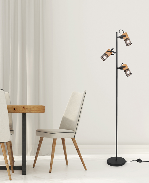 Lattiavalaisin TRIO Tosh 3-osainen E14 mattamusta