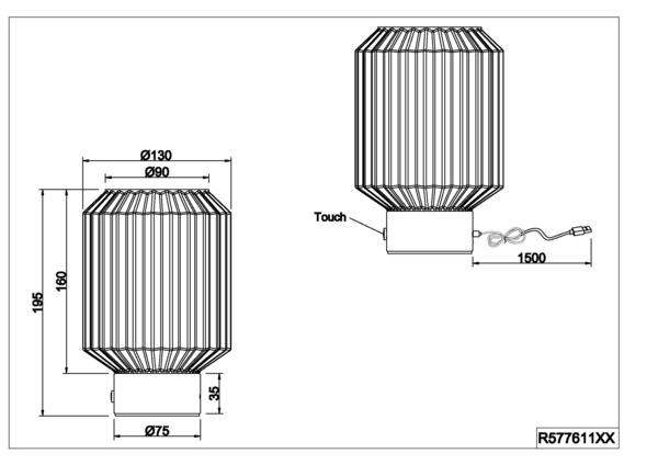 Pöytävalaisin TRIO Lord 1,5W 100lm mattamusta/meripihka ladattava