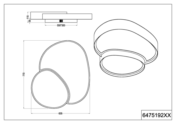Kattovalaisin TRIO Rise 45W 77 cm musta/kulta