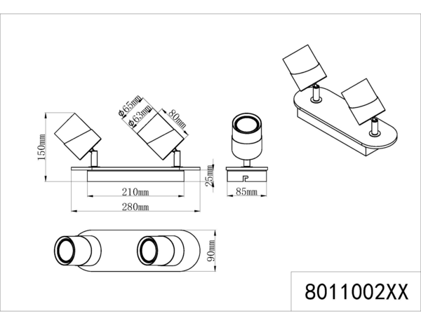 Kattospotti TRIO Aruni 2-osainen GU10 puu/mattavalkoinen
