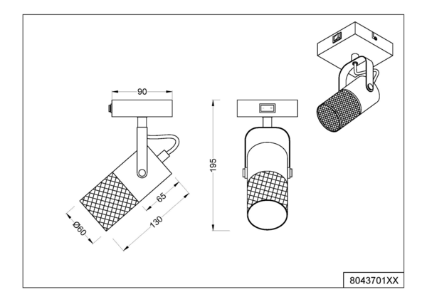 Seinäspotti TRIO Tosh 1-osainen E14 mattamusta