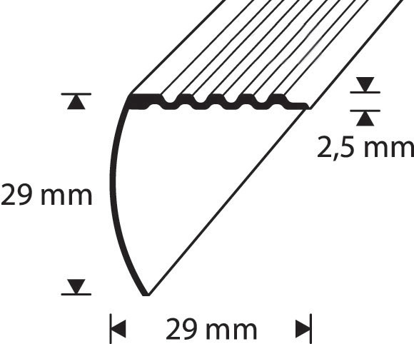 Askelkulmalista 29x29mm Nordic Graphite uritettu 3000mm