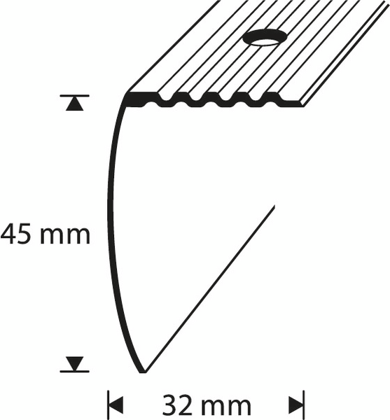 Askelkulmalista 32x45mm 2,7m pronssianodisoitu alumiini uritettu 7324506
