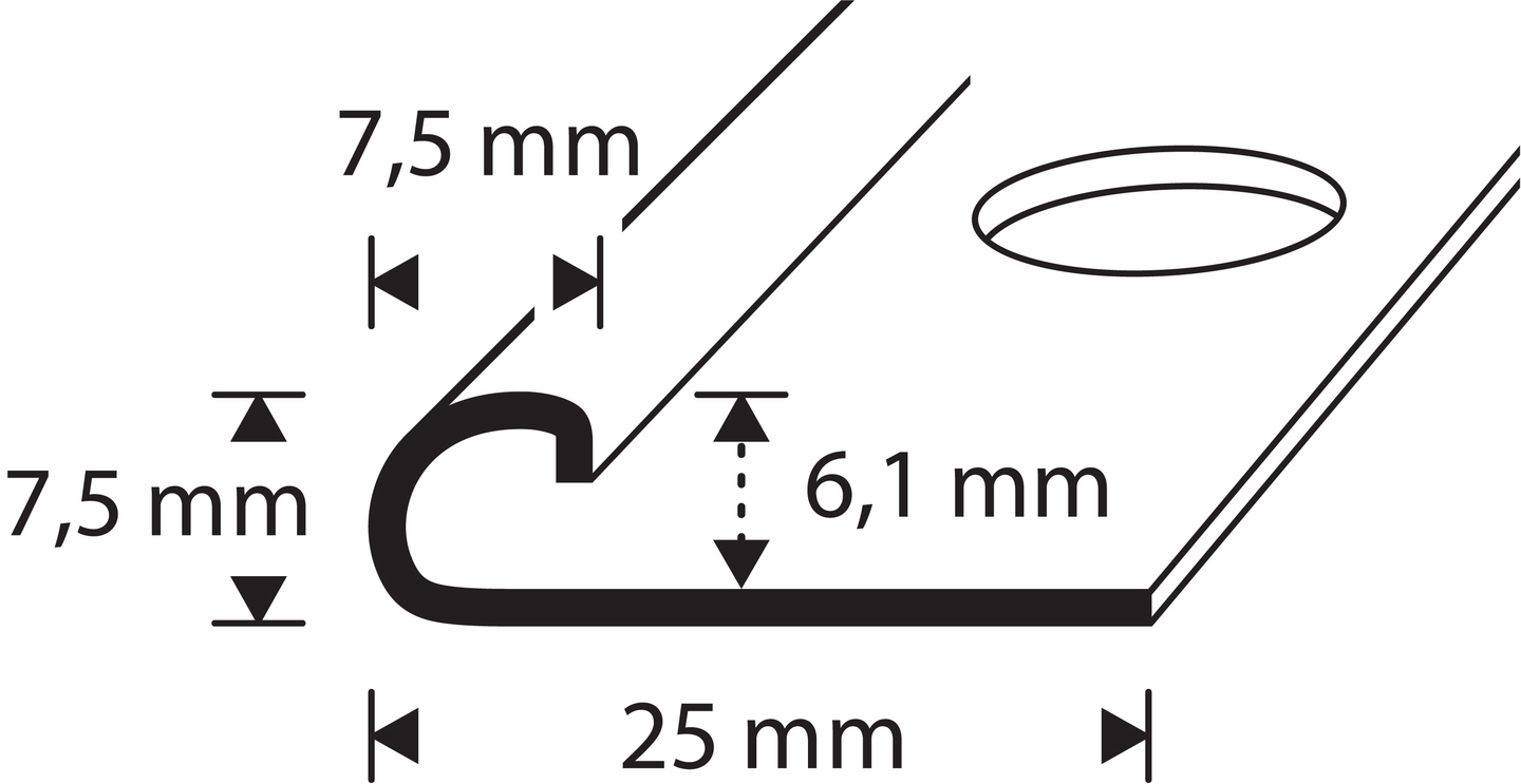 Laattalista 6mm 2,5m 6530 rst pyöreä