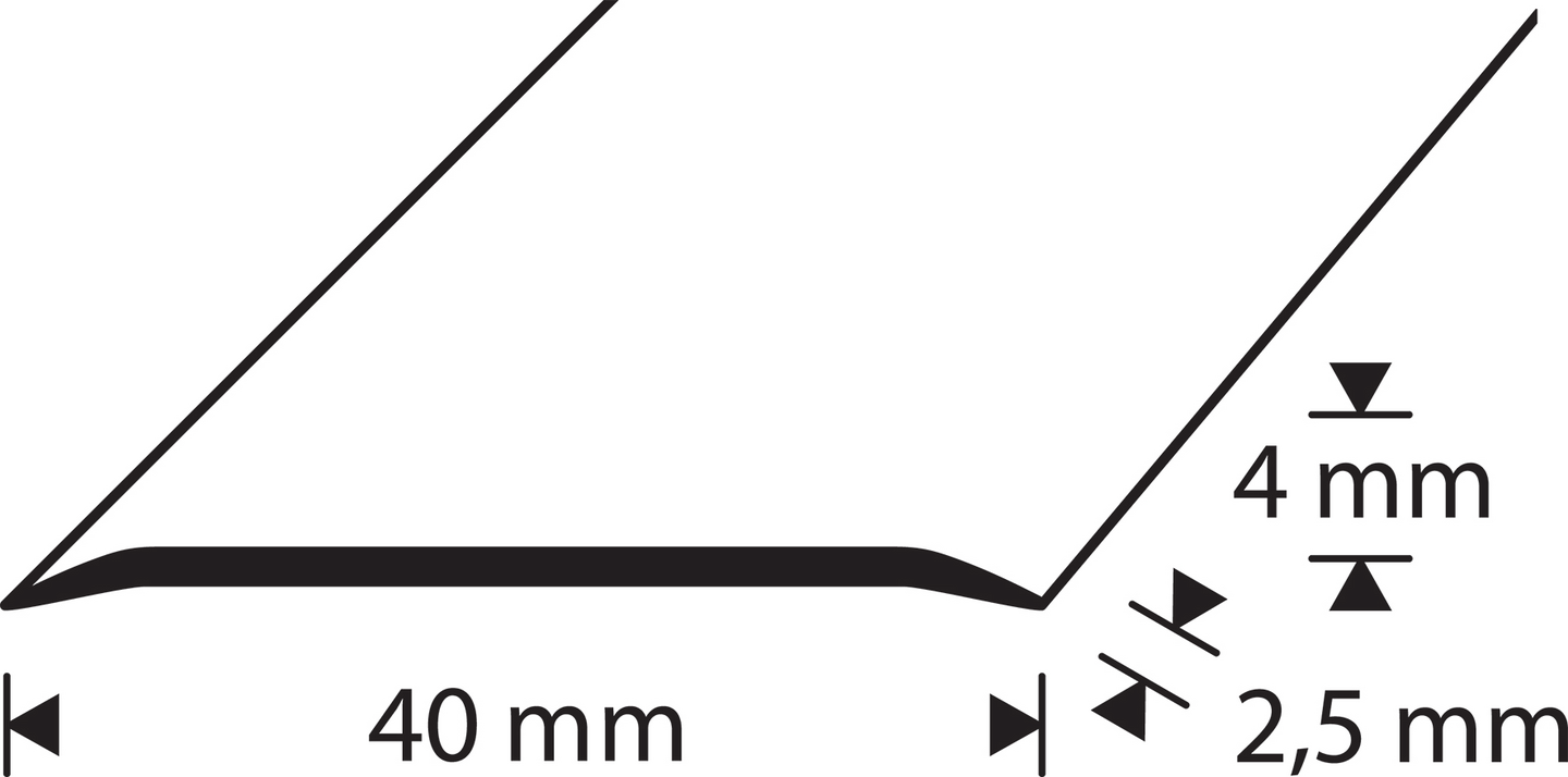 Saumalista 40mm nordic graphite sileä 3000mm