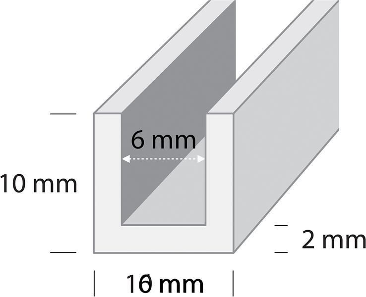 U-lista 10x10x2mm valkoinen 2m U1 W2