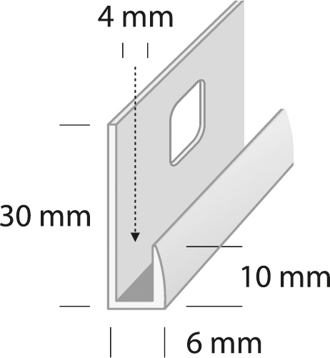 Peililista 30x6mm 2m alu hopea-anodisoitu J1 HE2