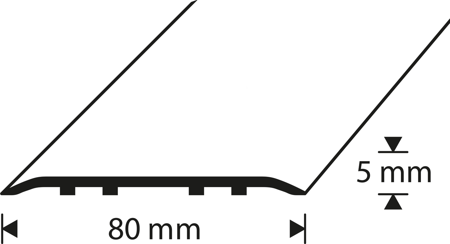 Saumalista 80mm 1,8m alumiini pähkinä reiätön A6 PH 180-R