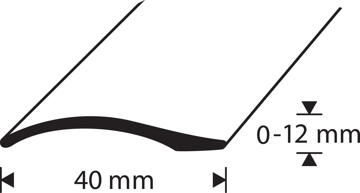 Tarra-eritasolista 40mm pähkinä tasoero 0-12mm sileä 1000mm