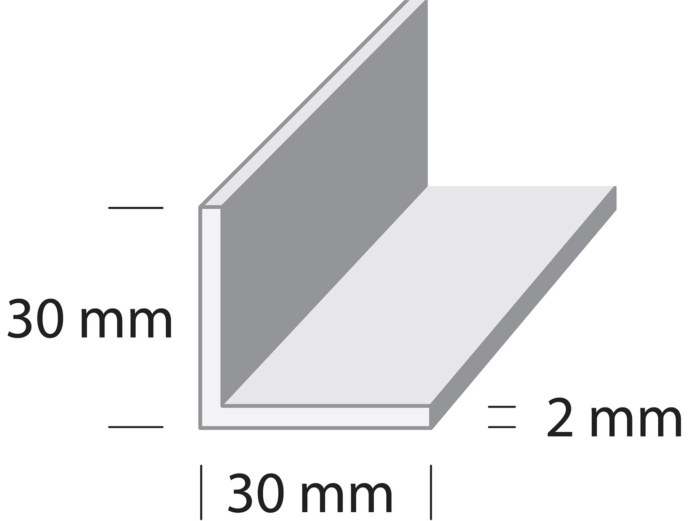 Kulmalista 30x30x2mm 3m alumiini hopea-anodisoitu L5 HE3